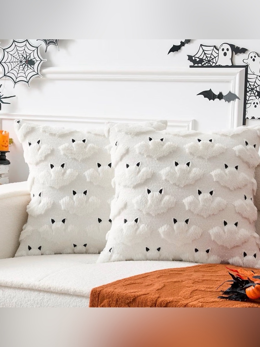 Halloween Pillow Covers 20x20 Inch Set of 2 Cute Bats Throws Pillowcases Spooky